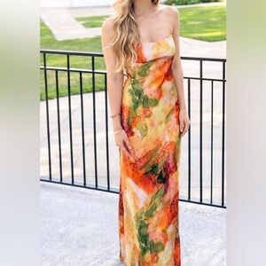 Colorful Abstract Maxi Dress | XS | Form-Fitting | Like New